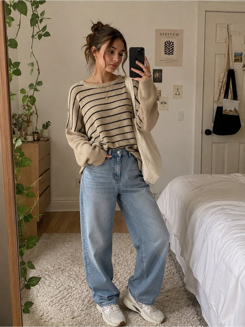 Urban Outfitters • cream & blk striped sweater M
